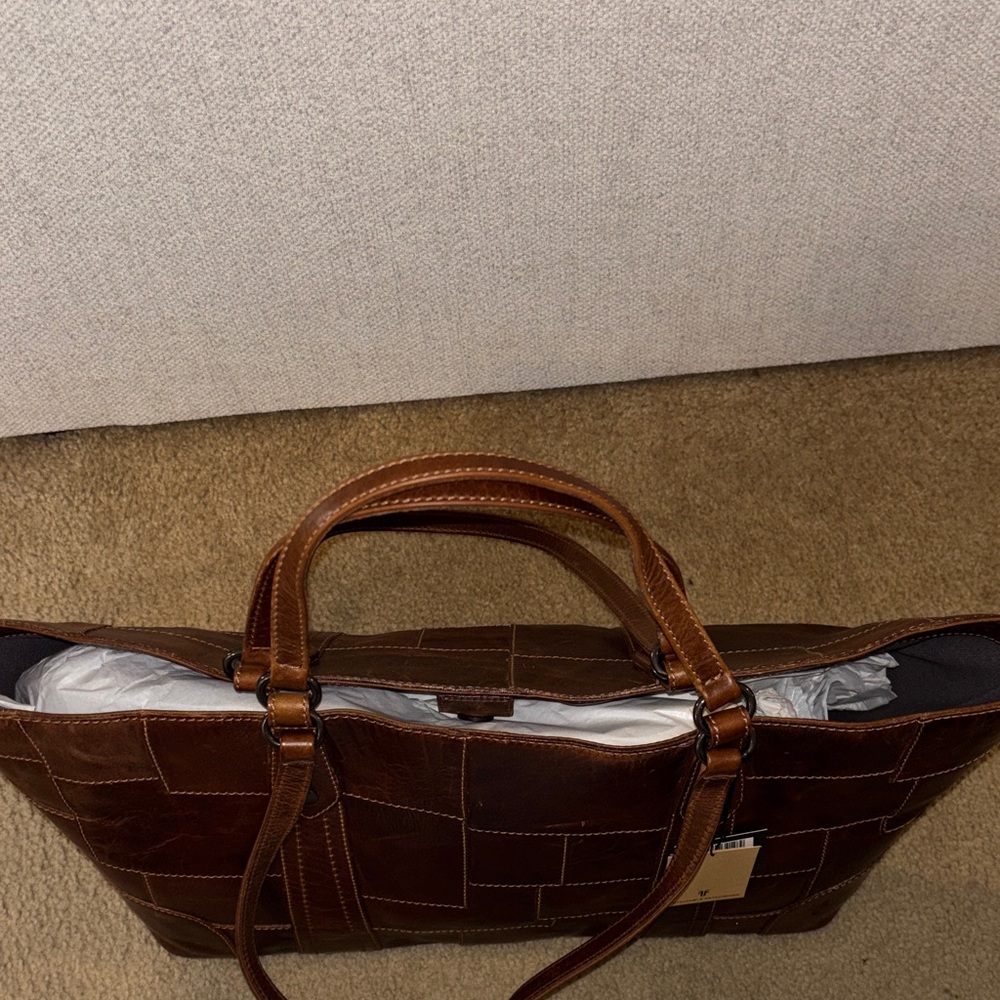 Frye Dark Brown Patchwork Leather Tote - image 8